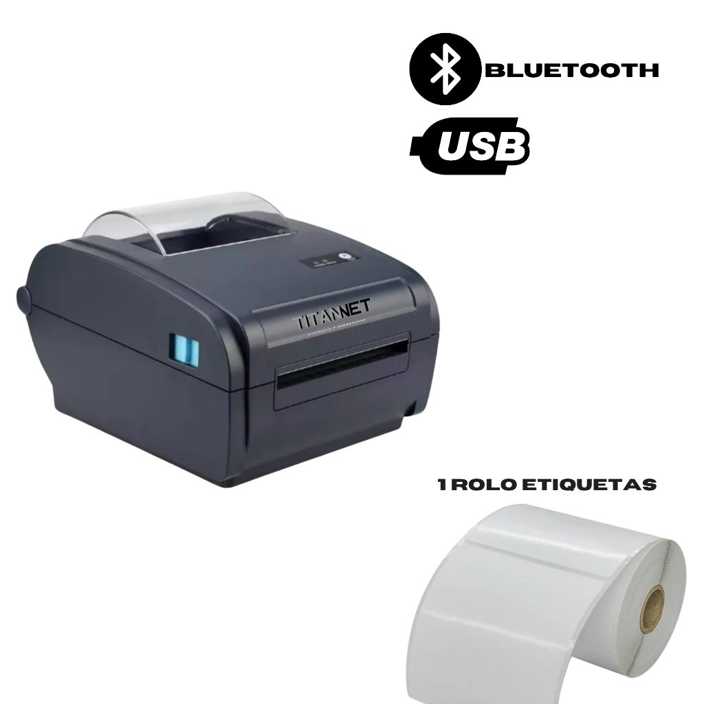 Impressora Térmica Usb Bluetooth Tipo Zebra Elgin TT331 + 2 Rolos de Etiquetas