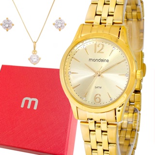Relógio Feminino Mondaine Analógico Dourado Prova Dágua Luxo em Oferta na Shopee