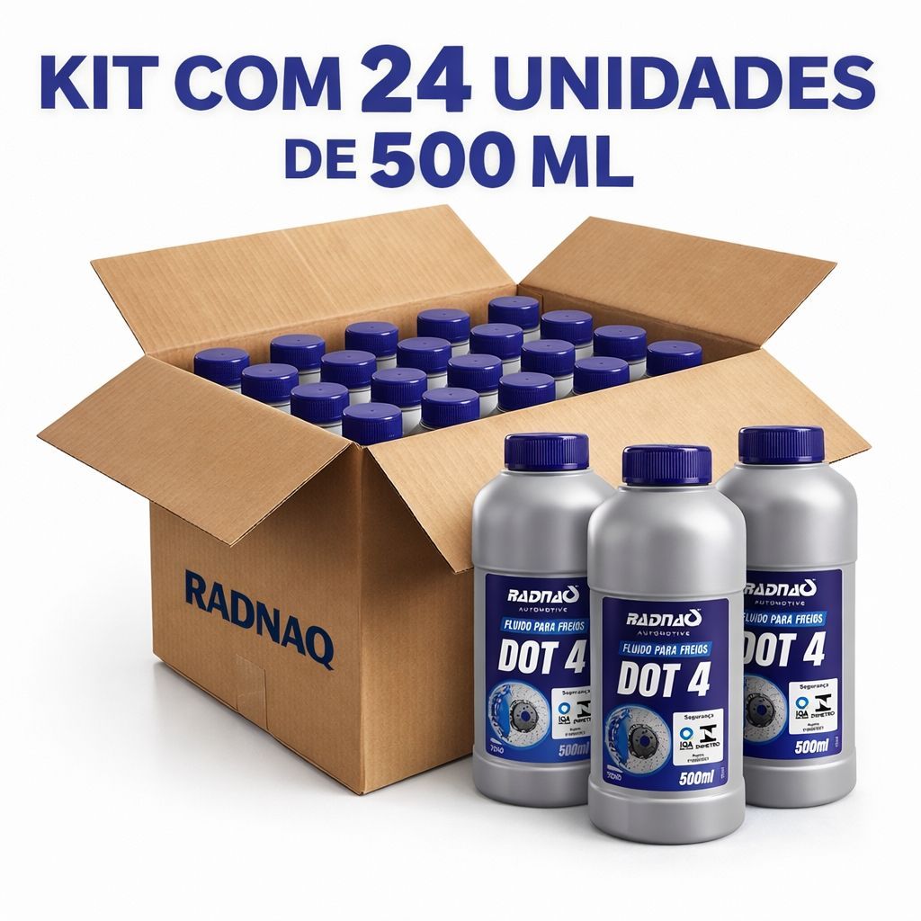Kit 24 Uni Dot 4 Fluido De Freio 500 Ml Para Abs Freio A Disco E Tambor Radnaq Automotivo