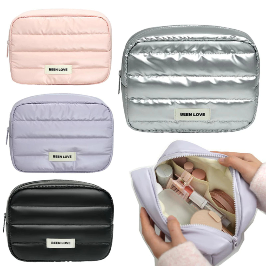Organizador Bolsinha Necessaire Puff Portátil Para Cabos Maquiagem Joias Acessórios Produtos de Higiene