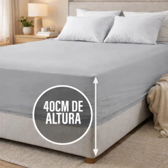Lençol Queen c/ Elástico na Volta Toda Altura de 40 cm Percal flex 400 fios Toque Acetinado