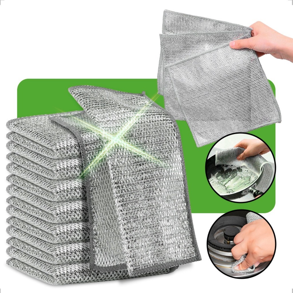 Kit's de 5/10/15/20 Pano de Limpeza Multiuso Metalico Cozinha Pia Fogão Prato Panela Reutilizavel Grelha Gordura