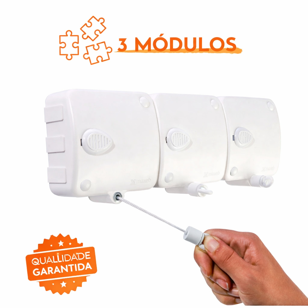 Varal Retrátil Automático 6m de Parede Dobrável para Sacada Lavanderia Apartamento