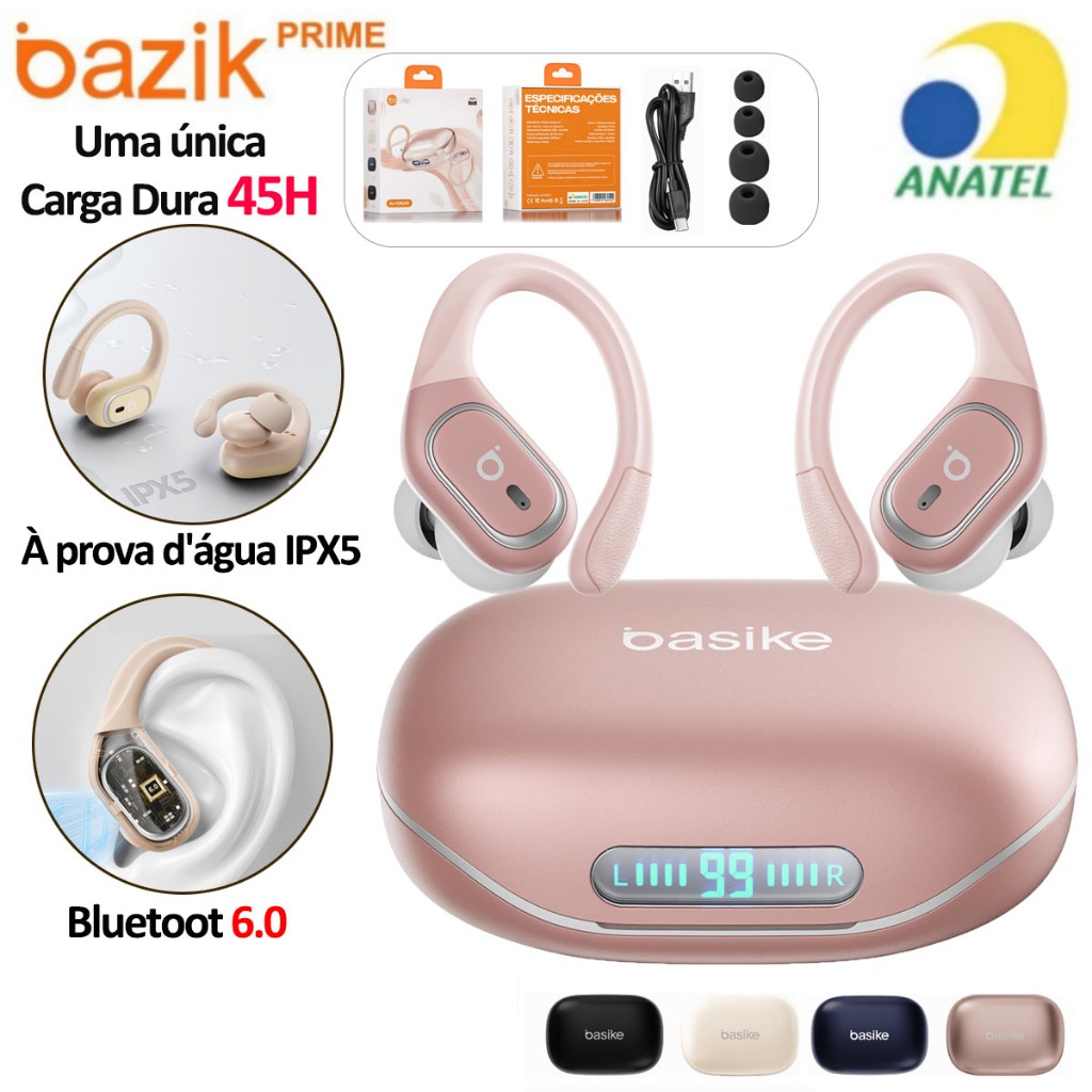 Basike Fones De Ouvido Sem Fio TWS Com Luz LED Duração Da Bateria Sumsung E IPhone De 45H em Oferta na Shopee