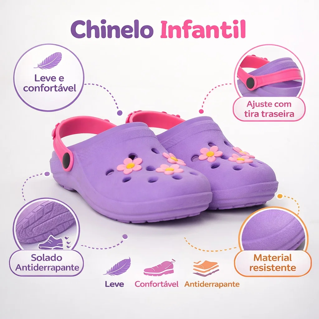 Chinelo Infantil Babuche Calce Facil - Ref02