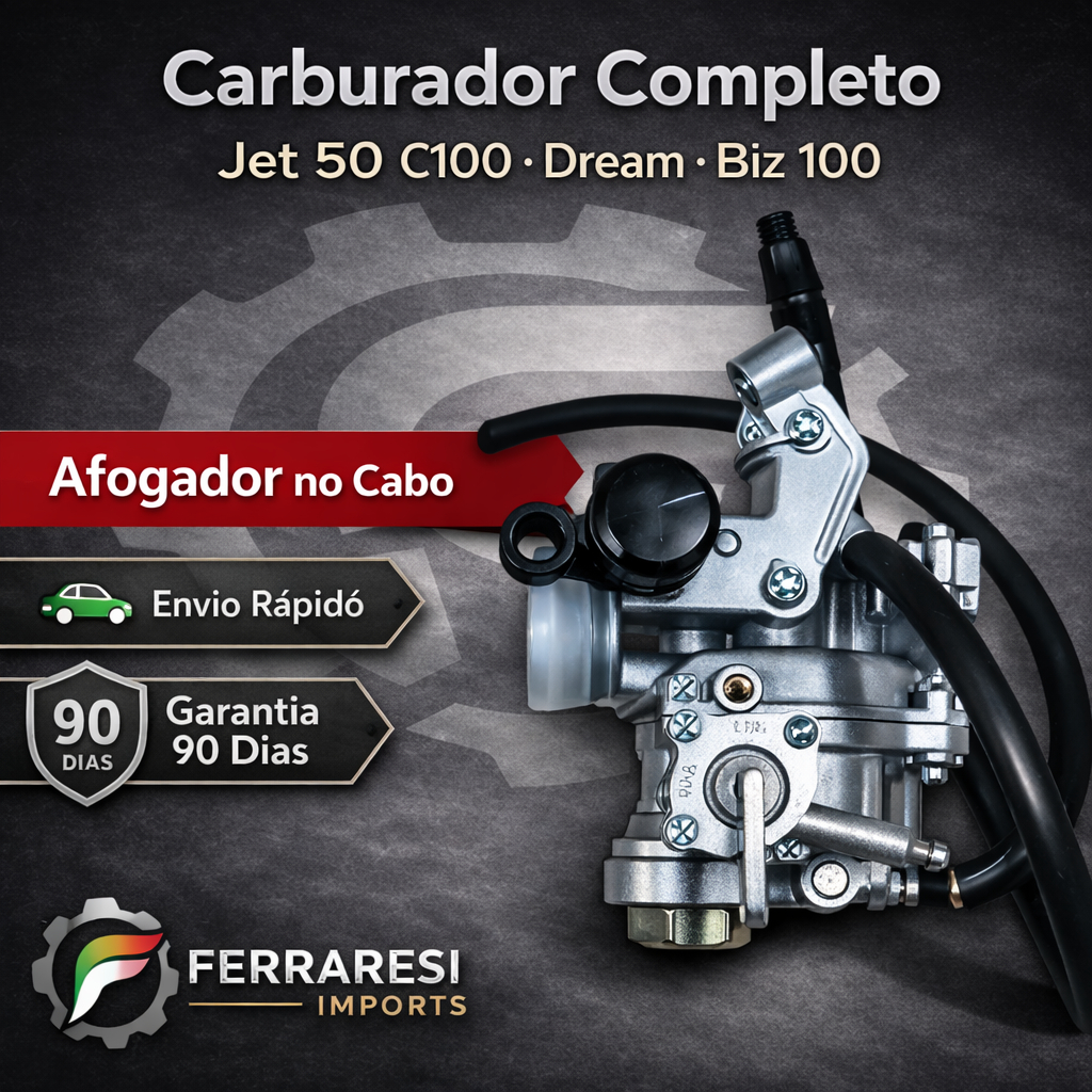 Carburador Completo Jet 50 Shineray C100 Dream Biz 100 Afogador No Cabo