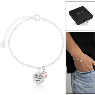 Pulseira Medalha (P)  Personalizada  Banhado em Prata - Elegante  Gravação a Laser Unissex em Oferta na Shopee