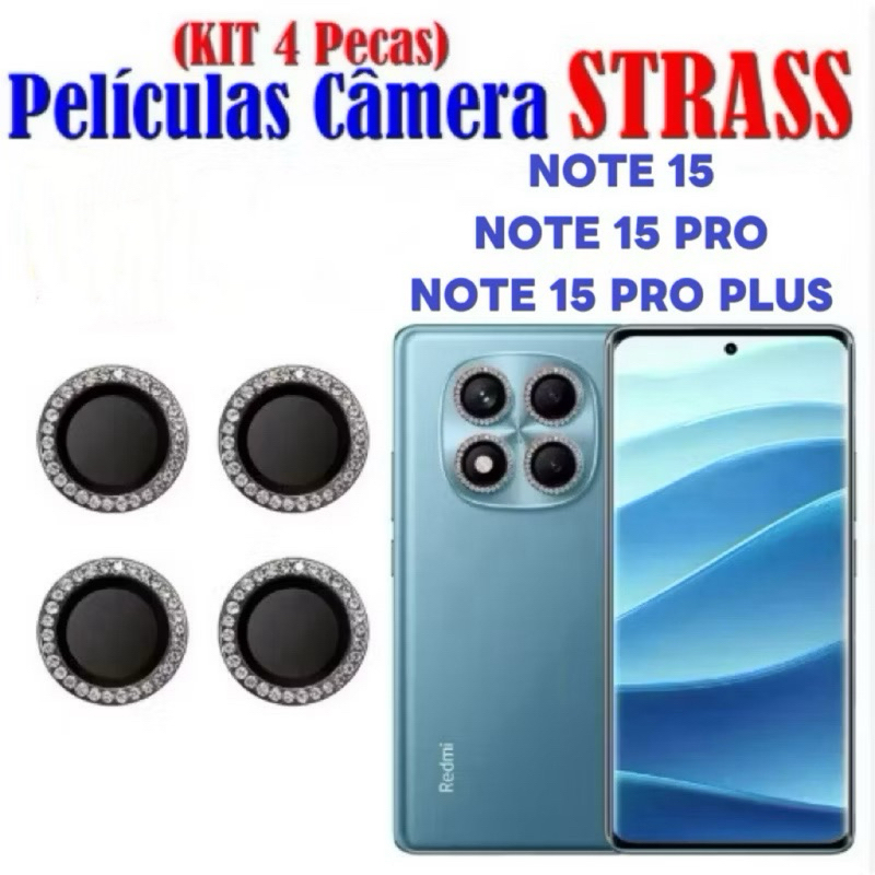 Kit (4 Pcs) Película Lente Câmera Brilho brilhante Diamante Para Redmi Note15 Pro Note 15 Pro Plus 4g 5g