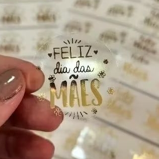 ADESIVO Dourado -  Dia das Mães, fundo transparente, impressão METÁLICA em Oferta na Shopee