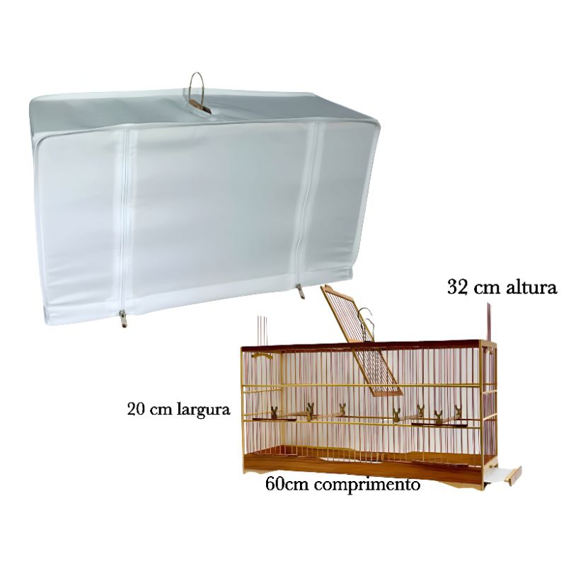Capas de gaiola voador coleiro canário  curió tico-tico retangular 60Cx32Ax20L