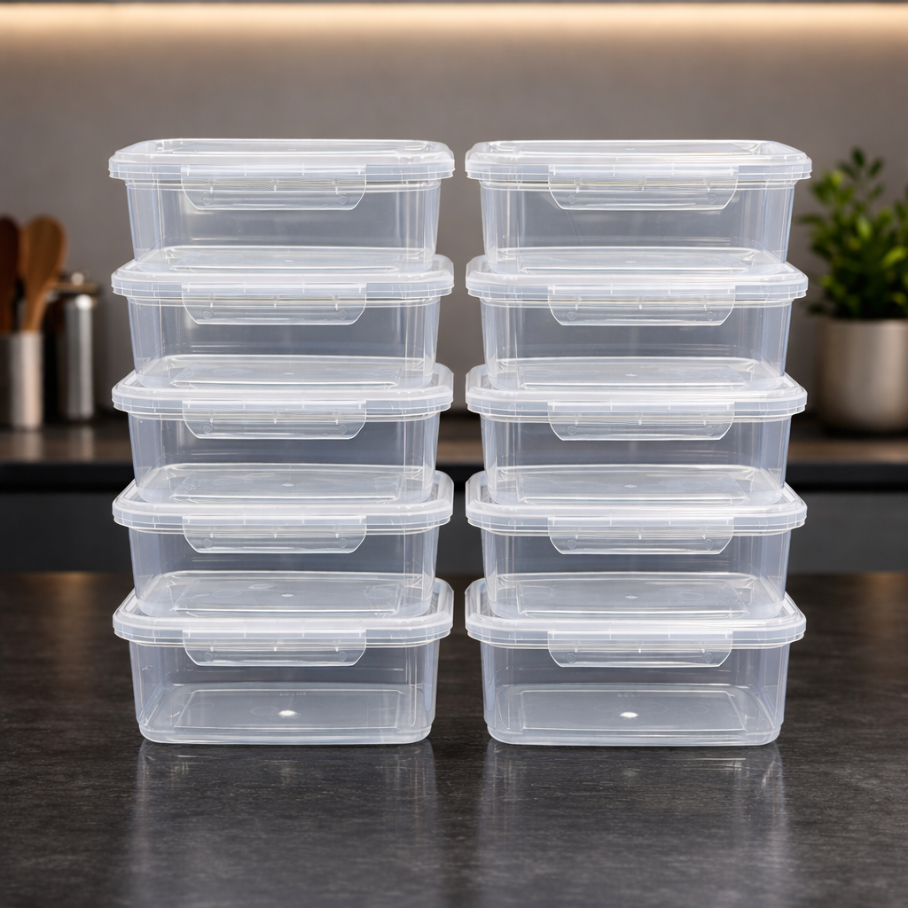 Kit 10 Potes Marmitas 800ml com Travas Laterais - Hermeticos BPA free Alimentos jogo de marmitas fit