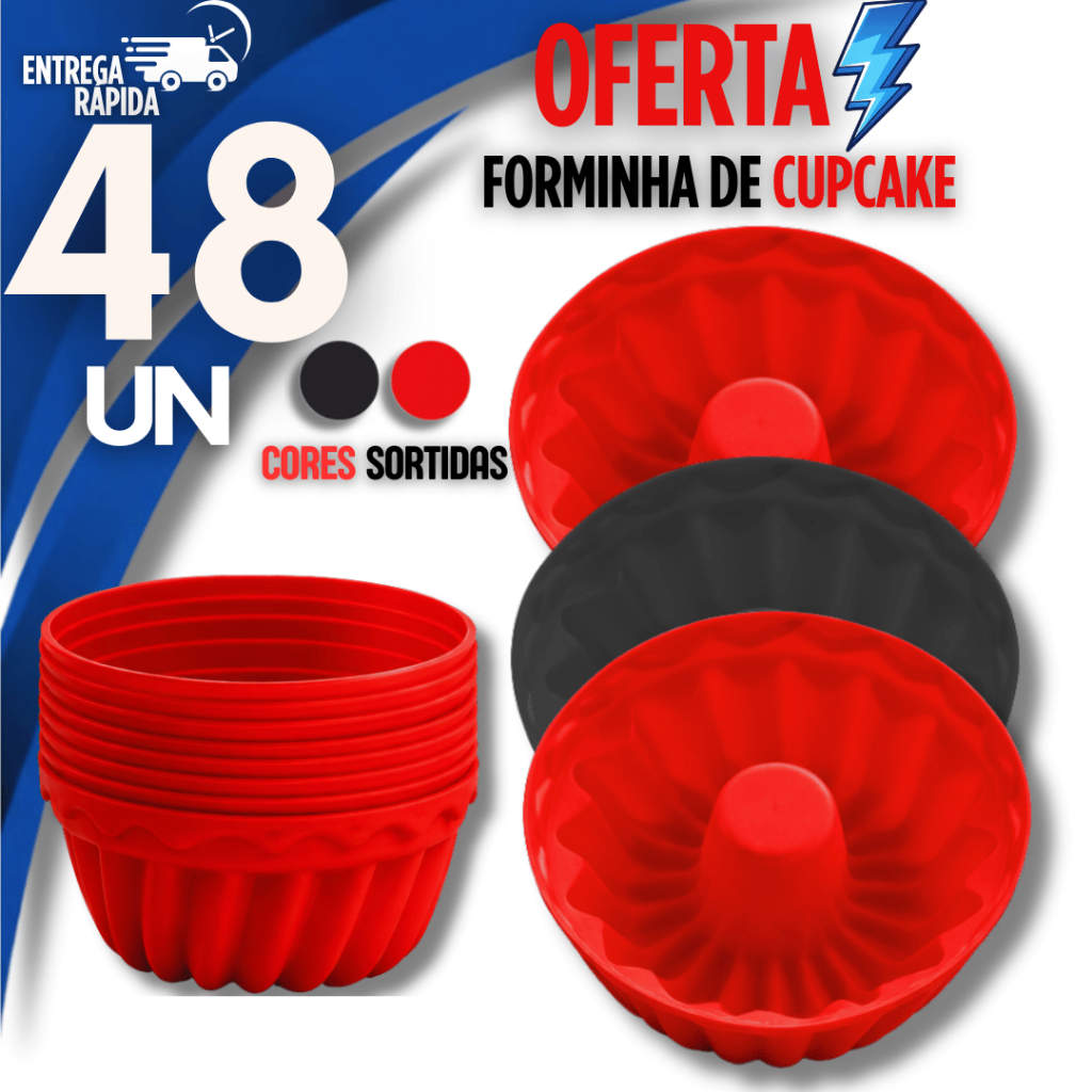 Conjunto Forma Cupcake Silicone Muffin Forminha Assadeira Bolinho Doceria formas Multiuso Utilidades