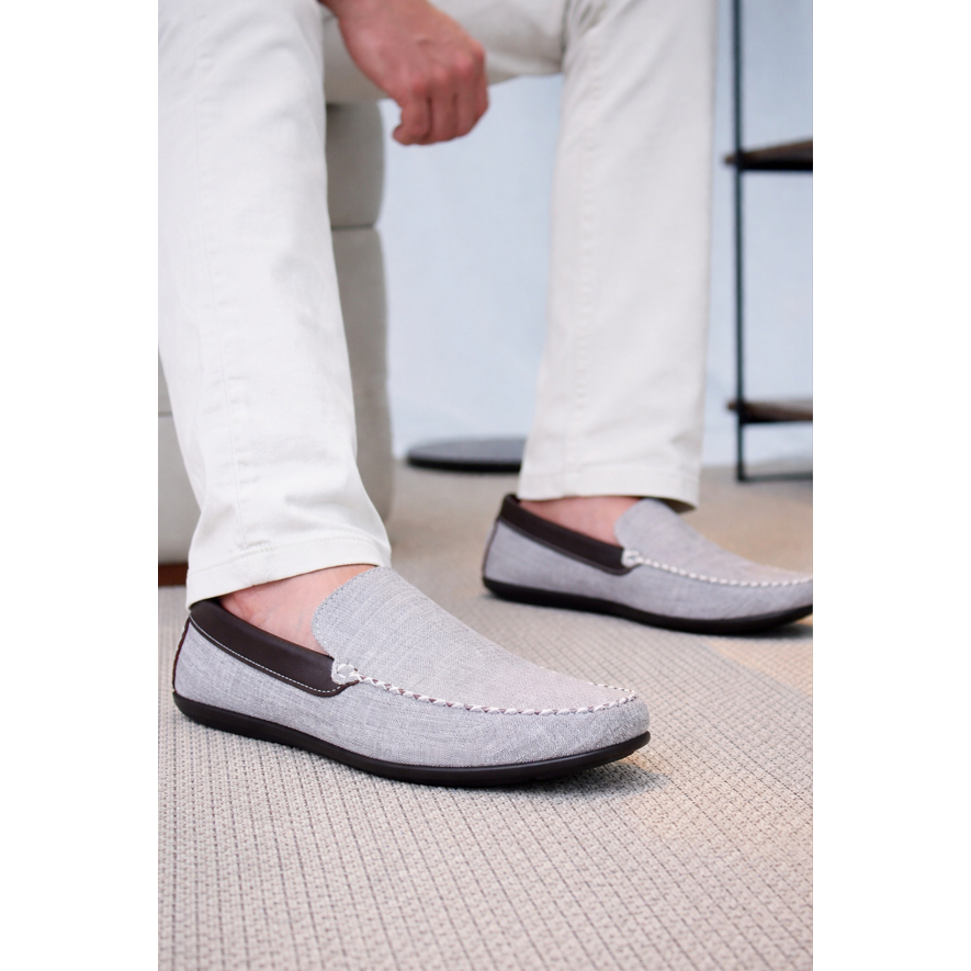 Mocassim Liso Sapato Casual Masculino Camurça Cinza Dockside Conforto Envio Rápido
