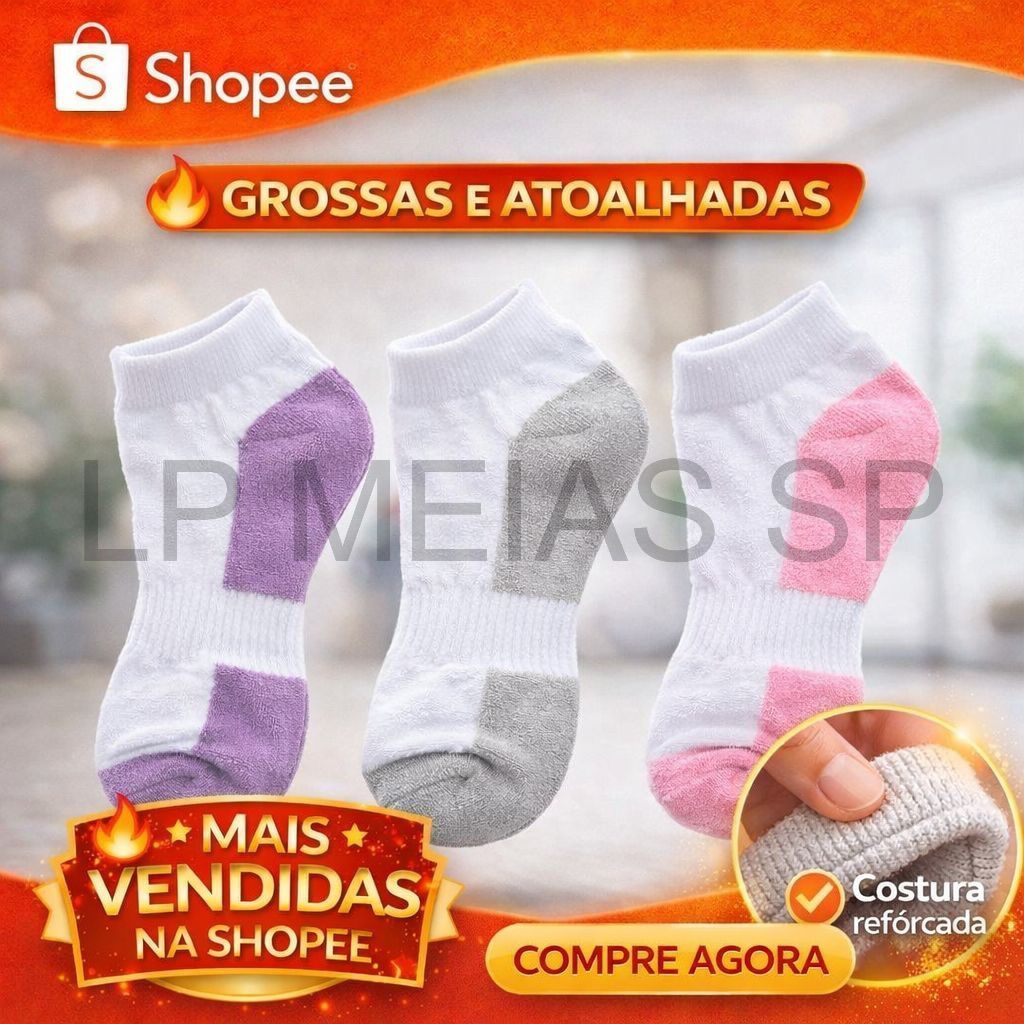 Kit 24 Pares Meias Feminina 100% Algodão / Kit com 3, 6 , 12 ou 24 pares você escolhe na variação.