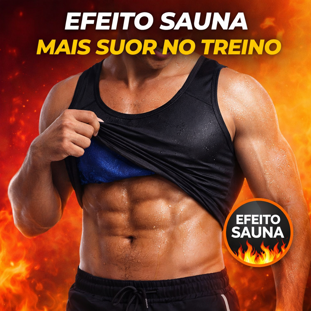 Regata Térmica Masculina Efeito Sauna Neoprene Compressão Modeladora Academia Treino Queima Calorias