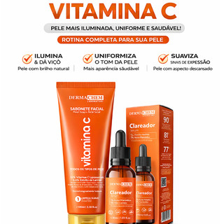 Kit Skin Care Vitamina C Dermachem Sérum + Sabonete Uniformiza o Tom da Pele Rotina Facial Completa