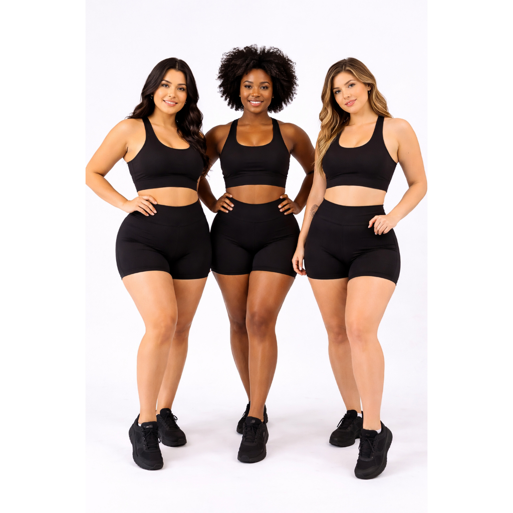 Kit 3 Shorts Suplex Legging Academia Cós Alto Não fica Transparente Envio Imediato
