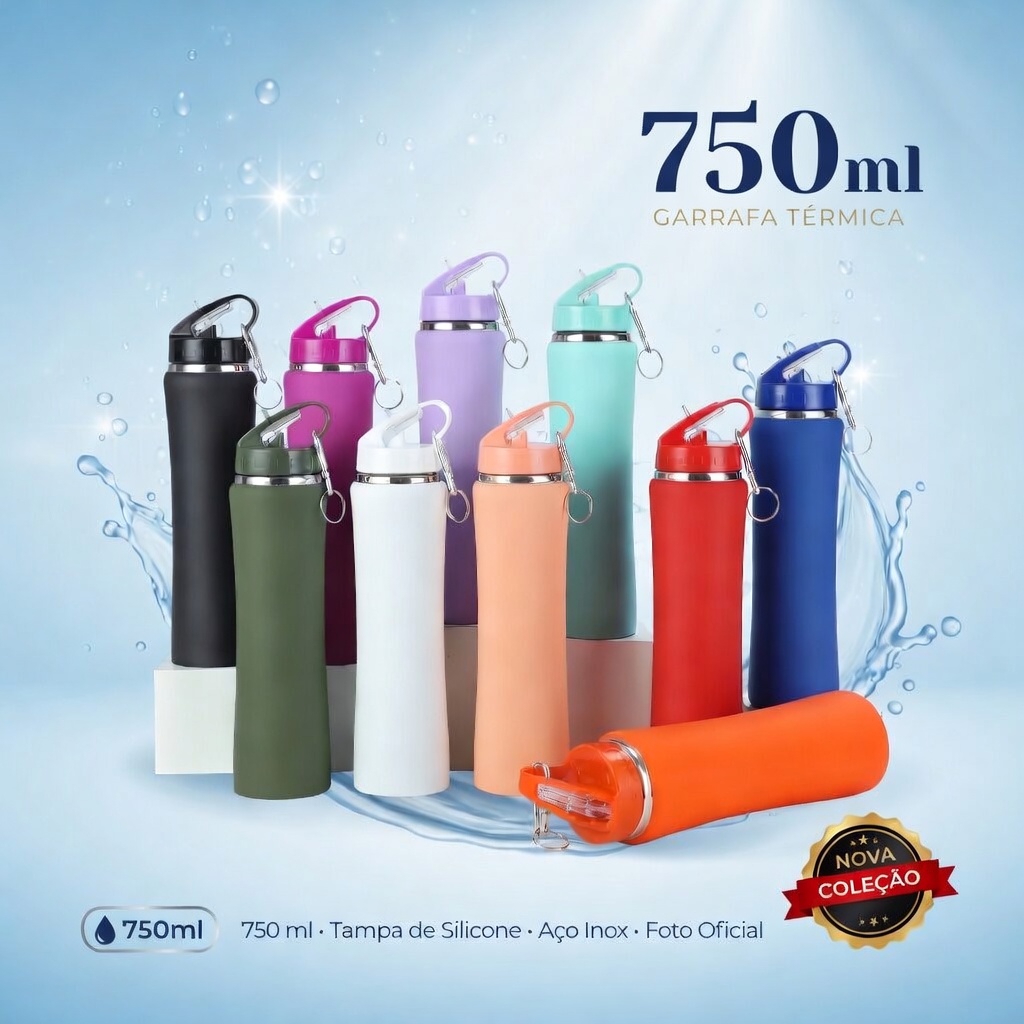 Garrafa Térmica Inox 750ml Conserva Bebidas Quentes e Frias