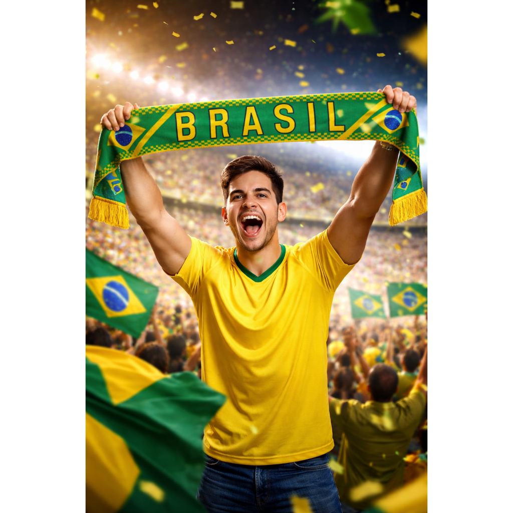 Cachecol Do Brasil Torcedor Futebol Copa do Mundo Bandeira Estilo Europeu