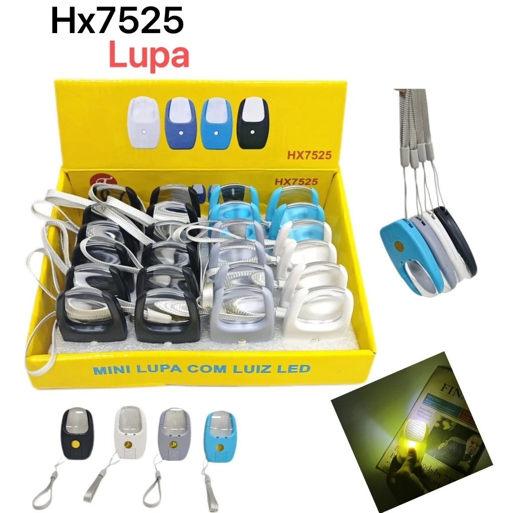 Lupa com LED Portátil Mini Aumento para Leitura Uso Diário