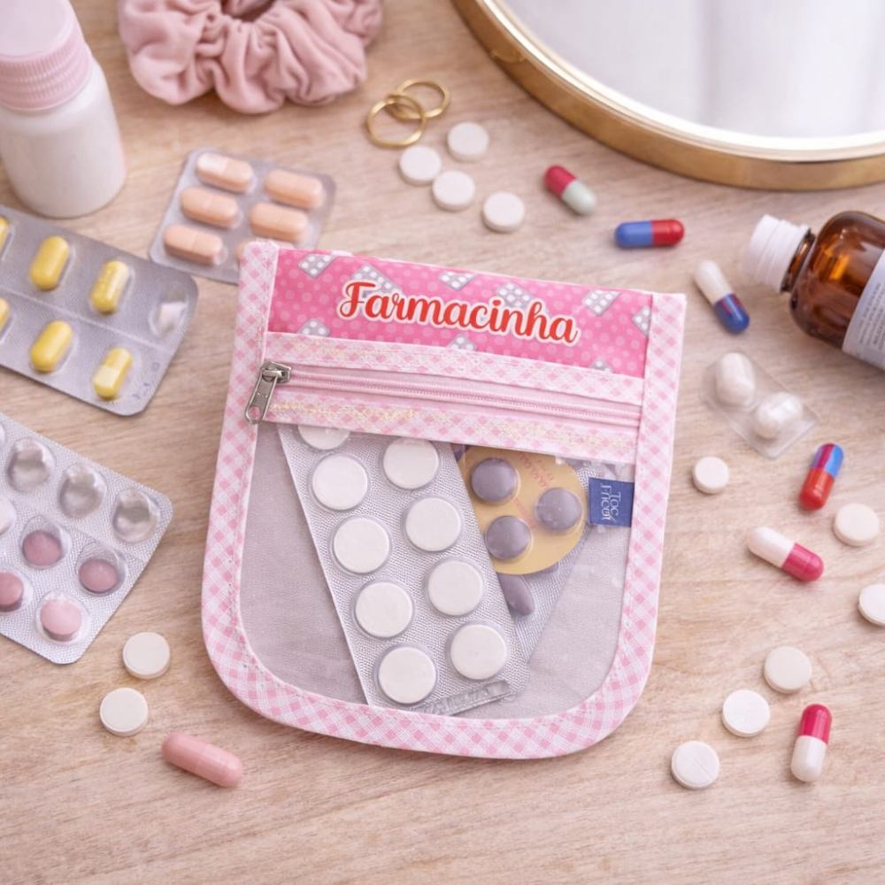 Necesserie Farmacinha Compacta Porta Remédios para bolsa e organizador de medicamento para viagem