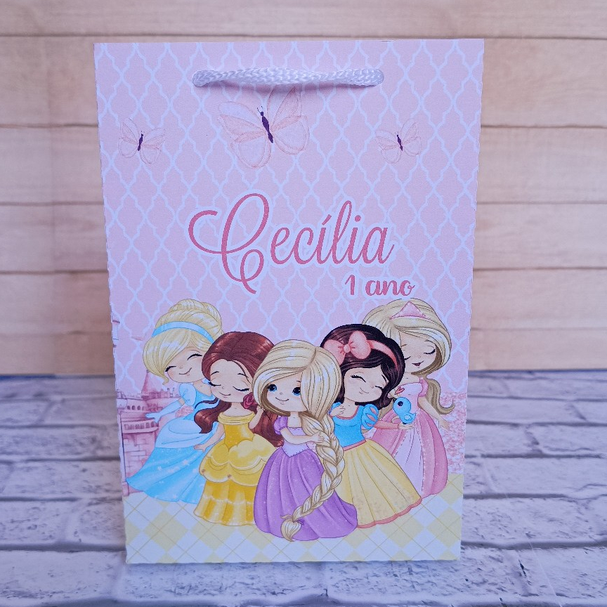 Sacolinha Personalizada 10x15cm PRINCESAS CUTE | Pegue e Monte | Lembrancinhas | Sacolinha Surpresa festa