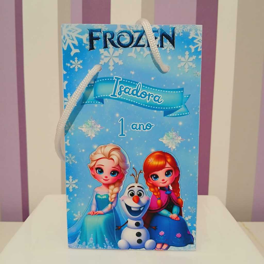 Sacolinha Surpresa Personalizada Frozen Baby Cute - Lembrancinha Aniversário - Tamanho P - PEGUE E MONTE