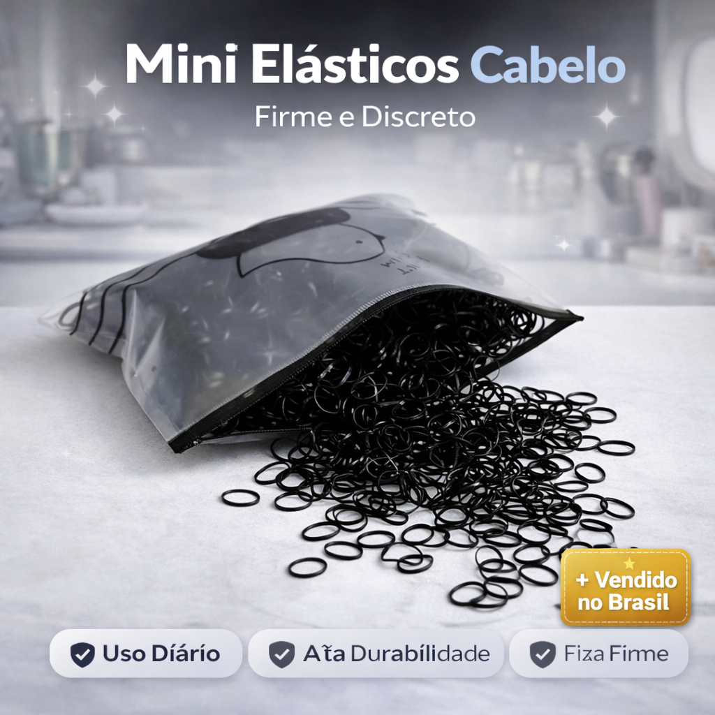 Kit 500 1000 1500 2000 Mini Elástico Silicone Preto Cabelo Infantil Rabo Cavalo Forte