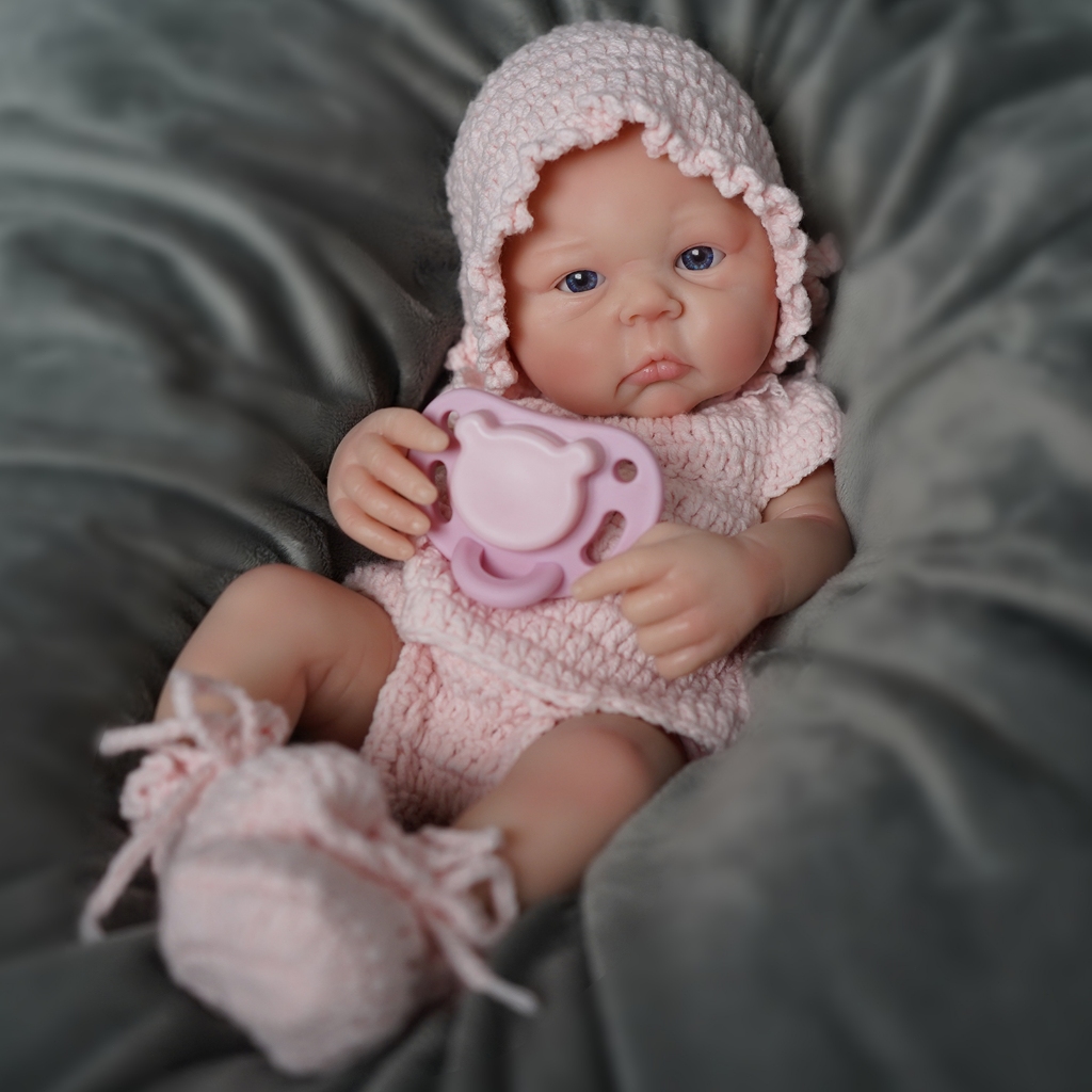 35cm Boneca Reborn Bebê Realista Silicone Solido Olho Azul MENINA