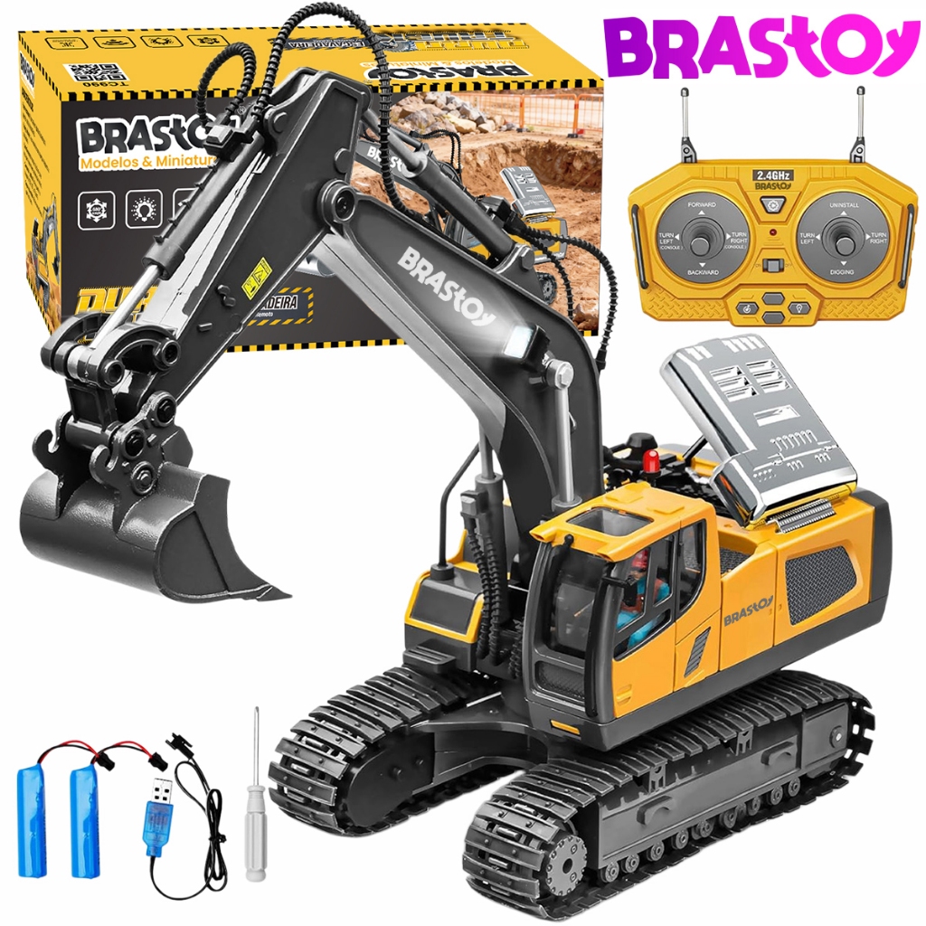 Brastoy Brinquedo Máquina Escavadeira Recarregável Com Controle Remoto em Oferta na Shopee