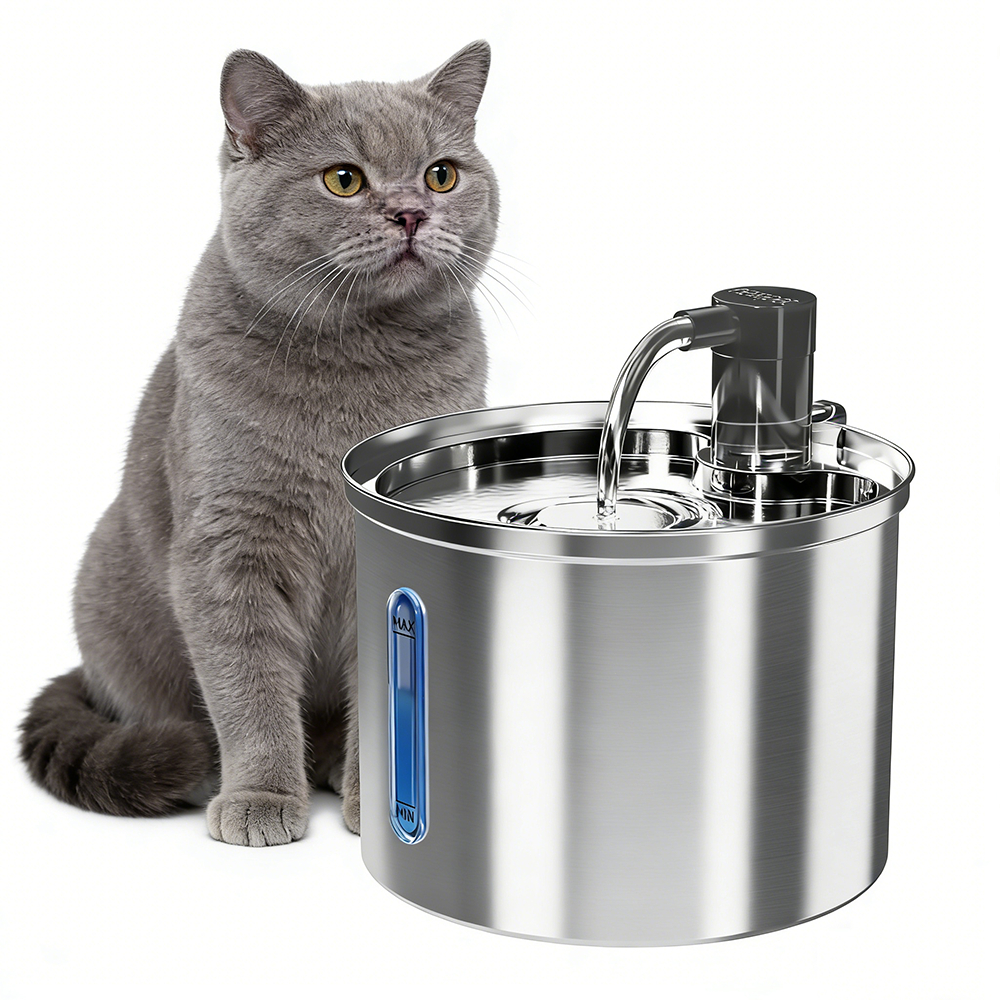 Newpet Fonte de Água para Pets Aço Inox 3L | Bebedouro Automático Silencioso com Janela de Visor NewPet