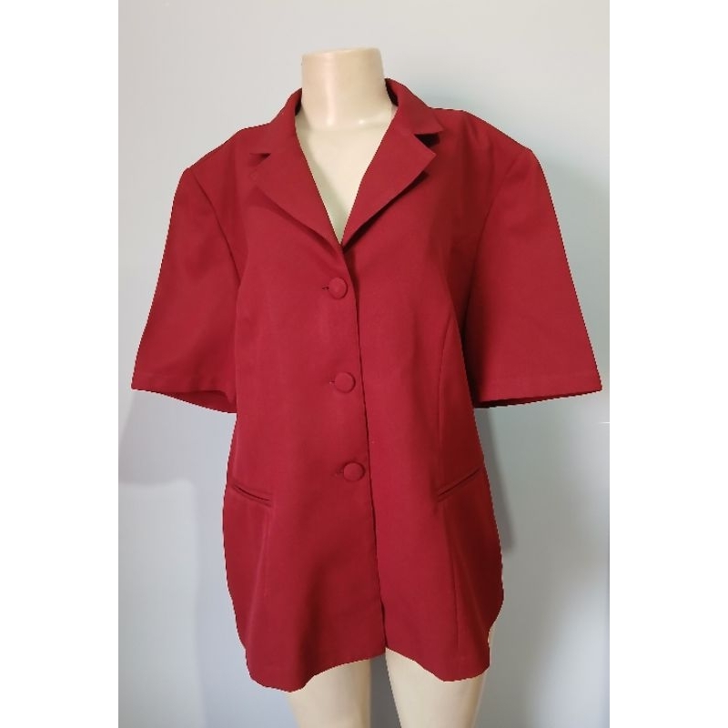 Blusa Feminina Marsala Alfaiataria Manga Curta Social  - Elegante Veste GG