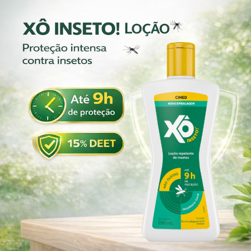 XÔ INSETO LOÇÃO REPELENTE MOSQUITO PROTEÇÃO PROLONGADA 15% 200ML ACAMPAMENTO TRILHA CIMED DENGUE