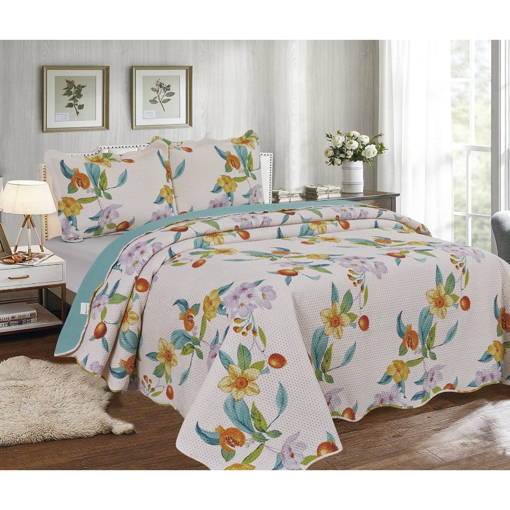 Colcha Cobre Leito Queen Patchwork Patch Ultra 3 Peças 240 × 260 cm | Dupla Face – Elegância e Conforto