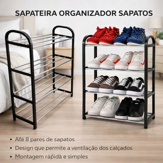 Sapateira Organizador Porta Sapatos 8 Pares 4 Andares Multiuso Tenis Quarto Entrada