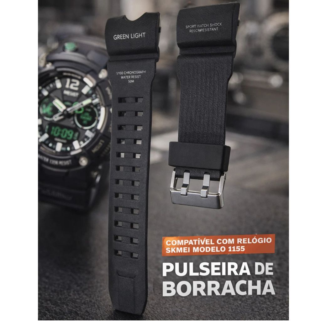 Pulseira Relógio Borracha Compatível Skmei Modelo 1155