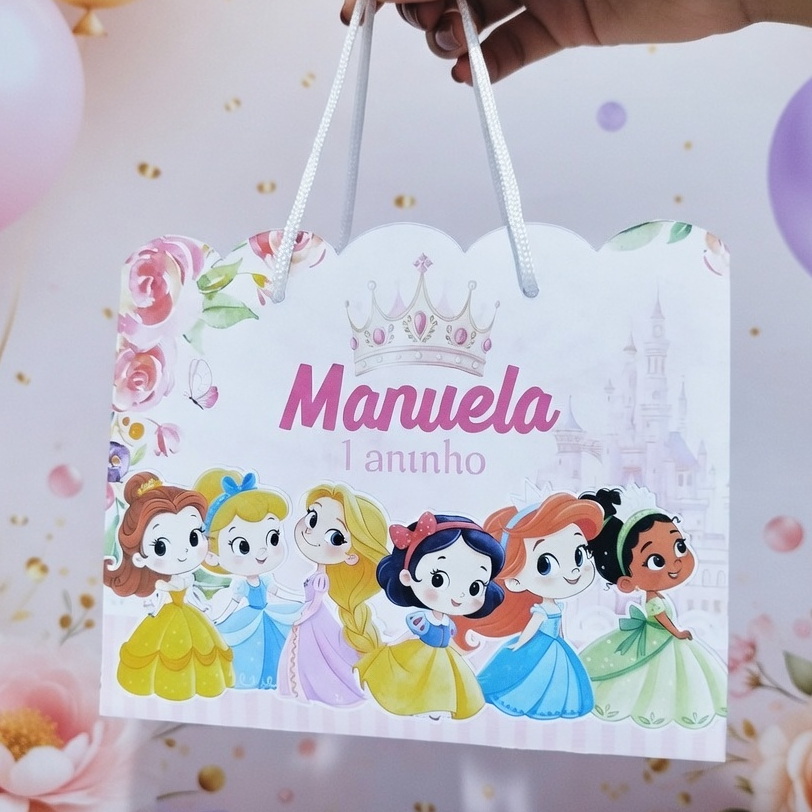 Sacolinha PRINCESAS BABY  MODELO 2 Personalizado Sacolinha Lembrancinha Aniversário  PEGUE E MONTE