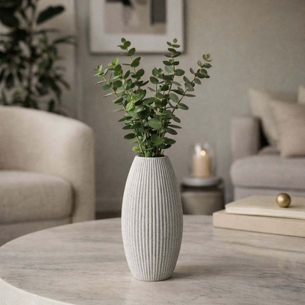 Vaso  Decorativo Moderno OVAL Minimalista Elegante  20cm Decoração Sala Quarto Mesa Luxo Sofisticado