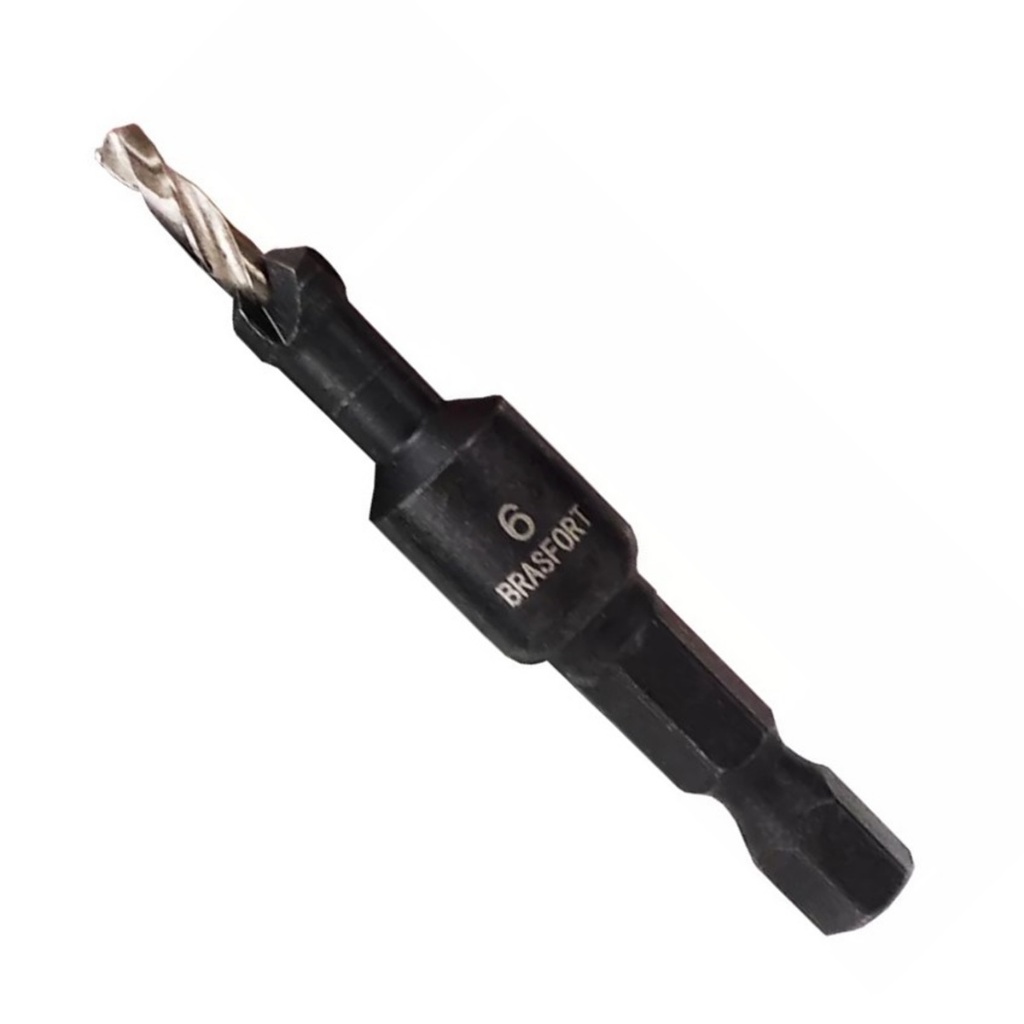 BROCA ESCAREADORA 6MM REBAIXO PARAFUSO MADEIRA 3MM ESCARIADORA BRASFORT 7966 AÇO RÁPIDO HSS