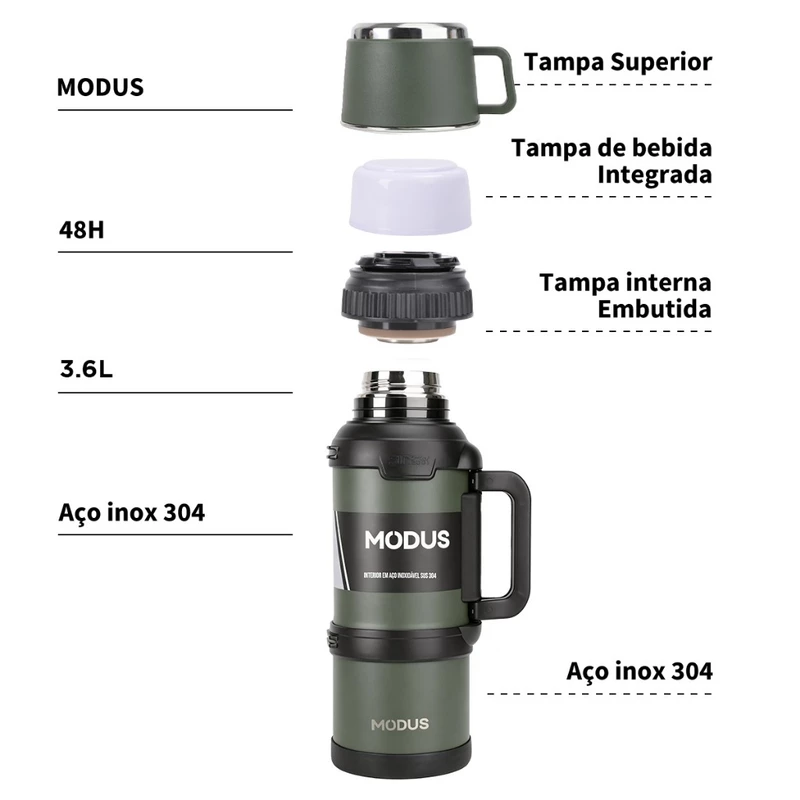 Garrafa Térmica Modus de Inox 3,6 Litros com Isolamento Térmico — foto 9
