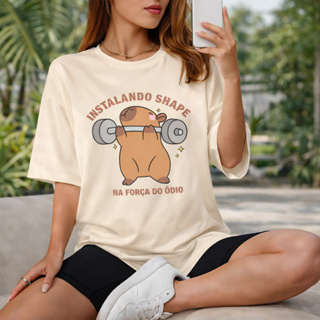 Camiseta Feminina Streetwear Instalando o Shape Capivara Camisa de Algodão 26.1 Premium em Oferta na Shopee