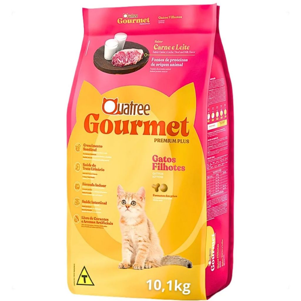 Ração Quatree Gourmet Gatos Filhotes Carne e Leite 10kg
