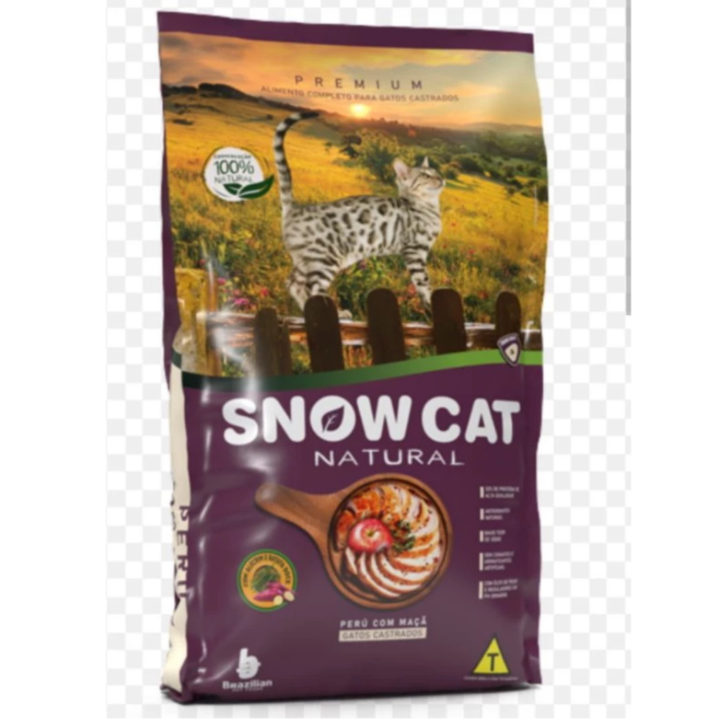 Ração gato castrado snow cat premium gourmet Peru com maçã 10kg em Oferta na Shopee