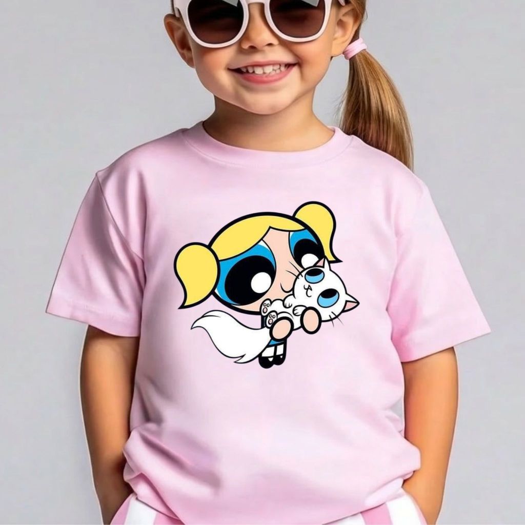 Camiseta Infantil Menina Desenho Super Poderosas Florzinha 100% Algodão Premium Casual Dia a Dia
