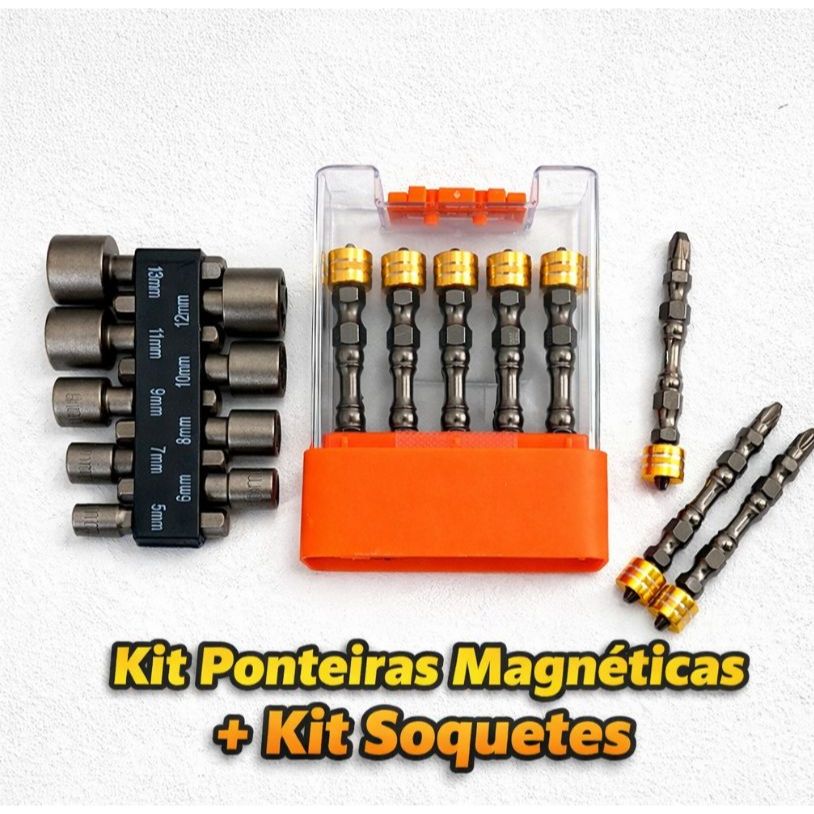 Kits Ponteiras Magneticas + Kit Soquetes Para Parafusadeira Aço Reforçado em Oferta na Shopee