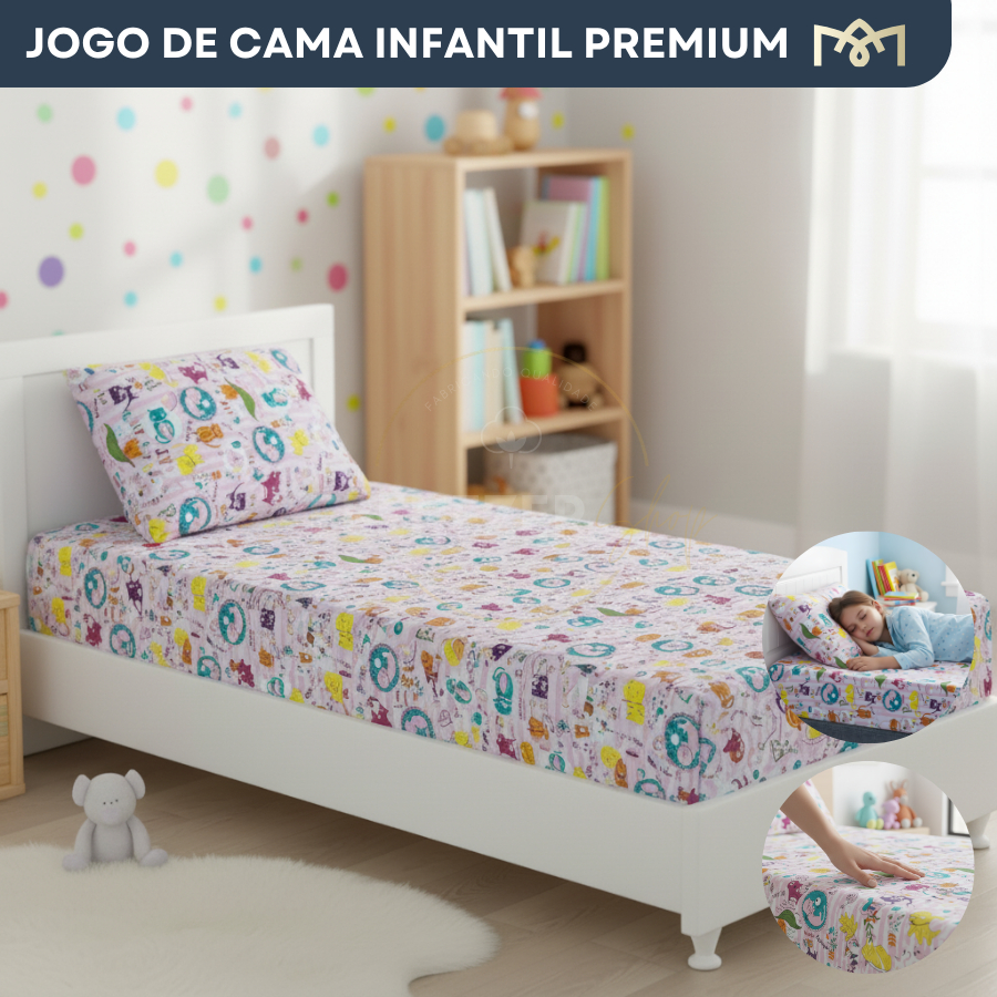 Roupa De Cama Solteiro Juvenil Micropercal Toque Macio Conforto Extra Resistente Desing Divertido
