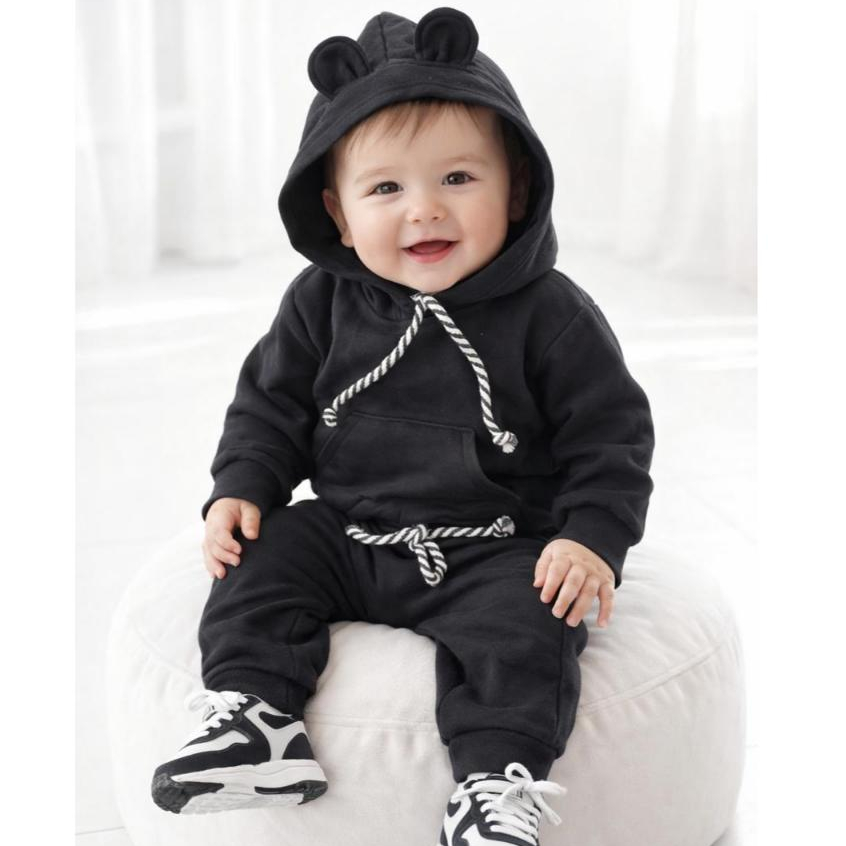 Conjunto Moletom Menino e Menina Infantil Bebê 100% Algodão Flanelado com Capuz de Orelhinhas e Bolso Canguru em Oferta na Shopee