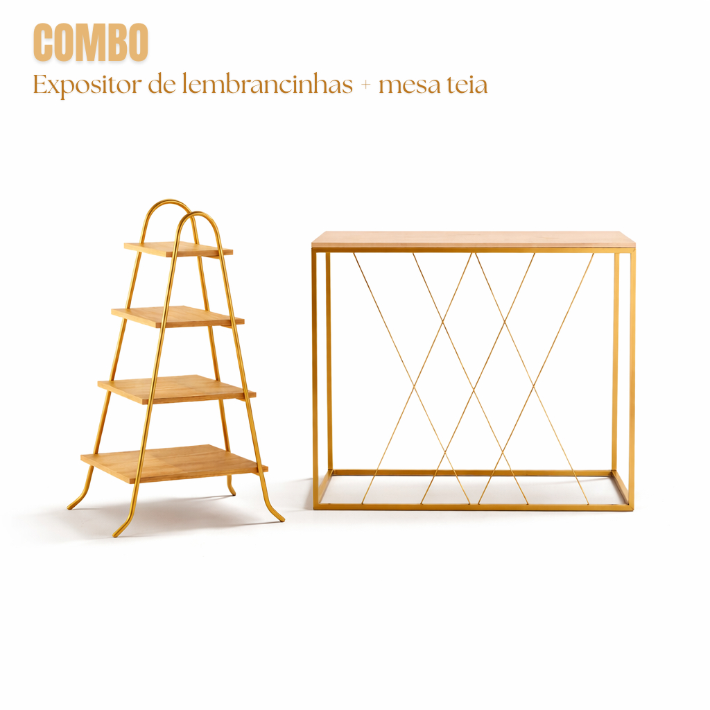 Kit Decoração Festa Mesa GRANDE LUXO Treliça + Expositor de Doces e Lembrancinhas Escadinha