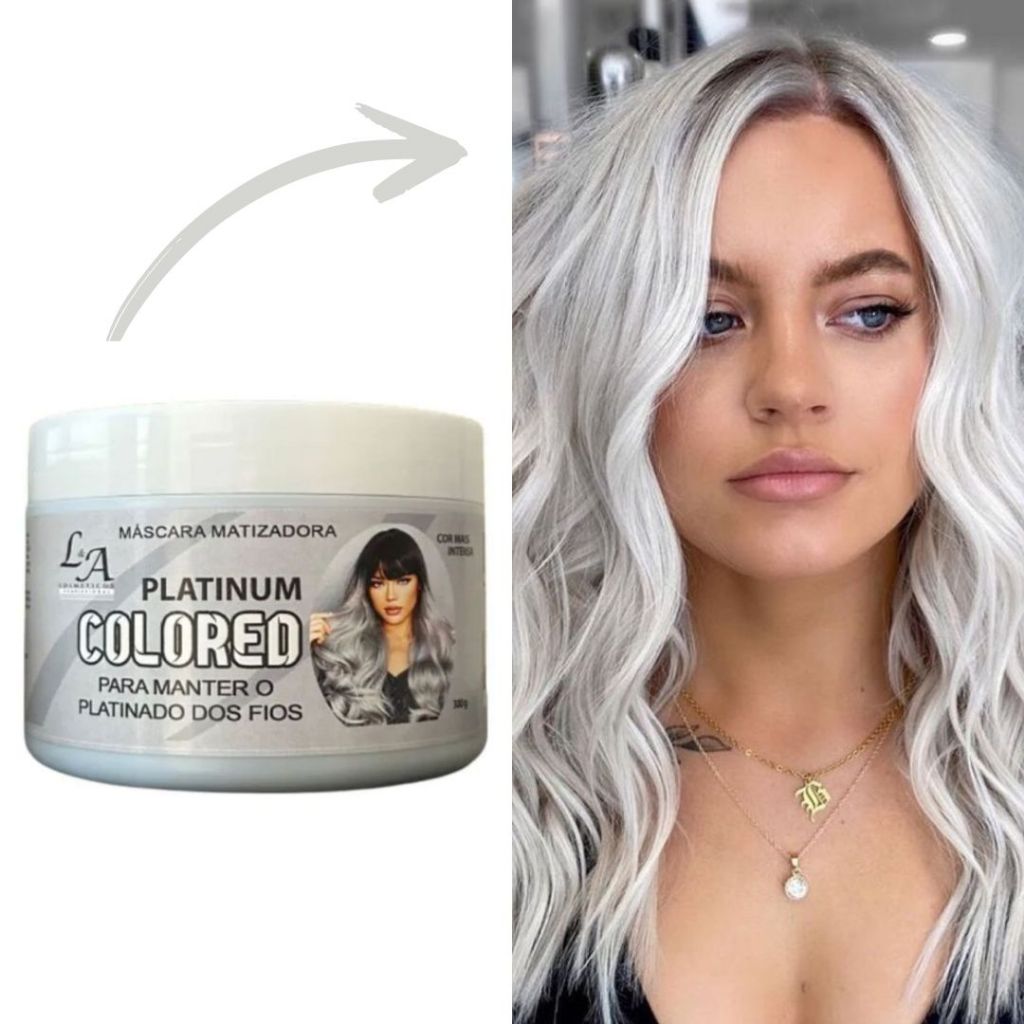 Tonalizante Hair Mask Colored Platinum - L&A Cosméticos - Efeito Platinado 300g S/Amônia.