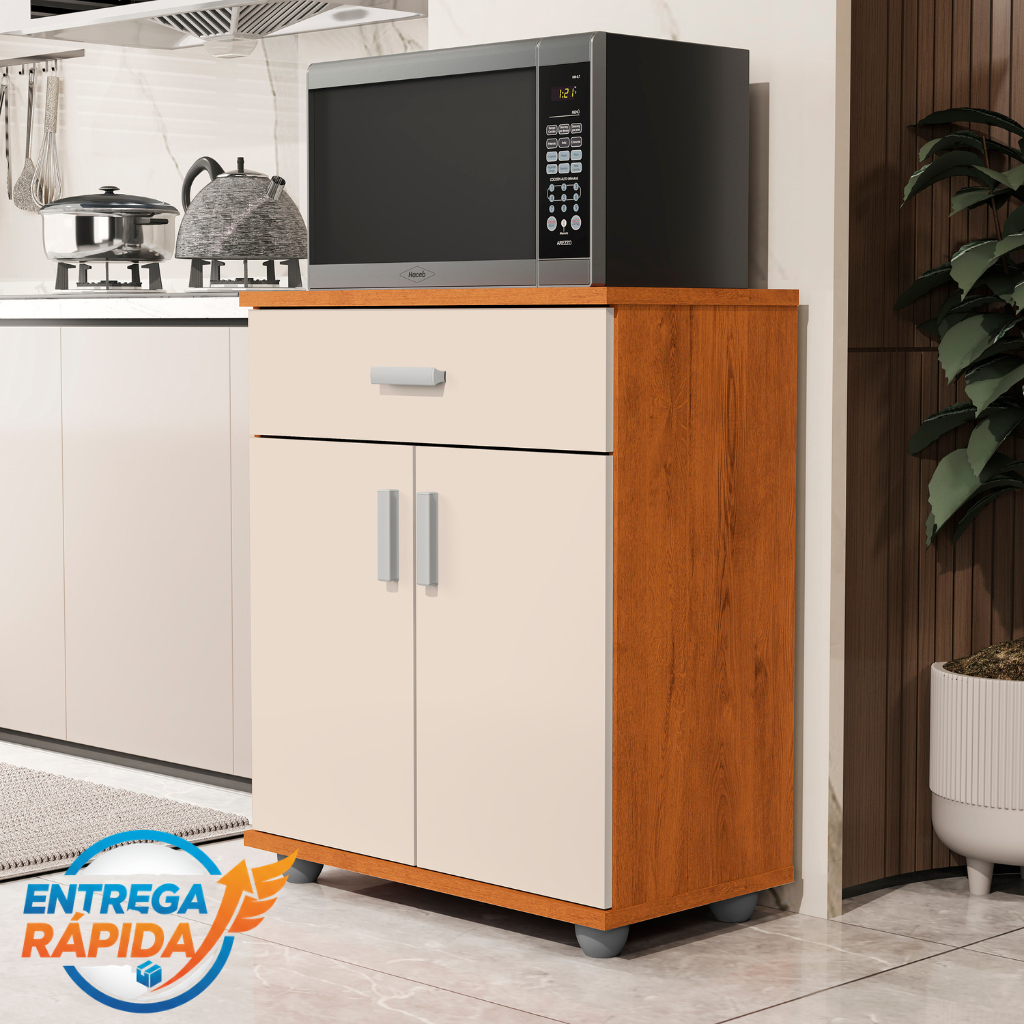 Balcão de Cozinha Design Compacto e Funcional 01 Gaveta e 02 Portas Mell em Oferta na Shopee